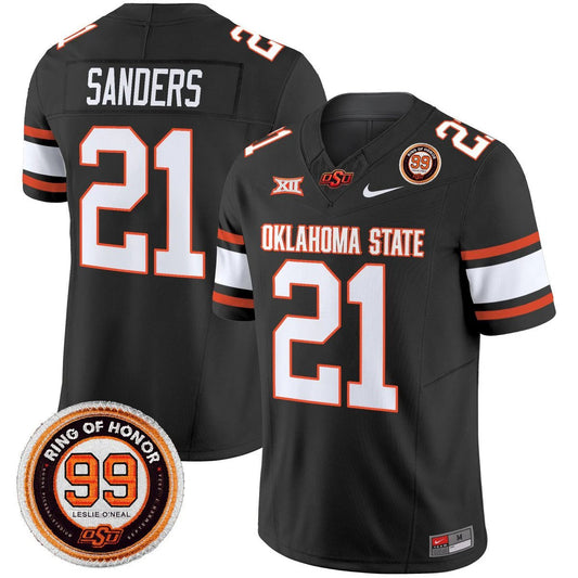 Barry Sanders Jersey #21 Oklahoma State Cowboys 2025 Leslie O'neal Patch Orange Alter by My Store NCAA Football Jerseys