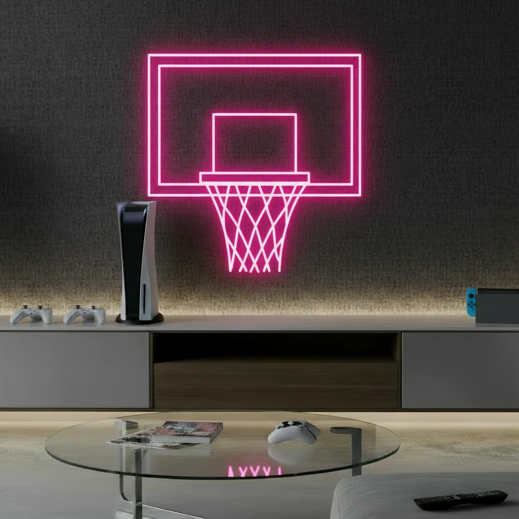 Basketball Hoop LED Neon Light Game Room Decor Sign by Neonchics
