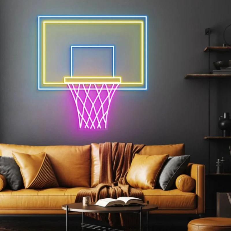 Basketball Hoop LED Neon Light Game Room Decor Sign by Neonchics