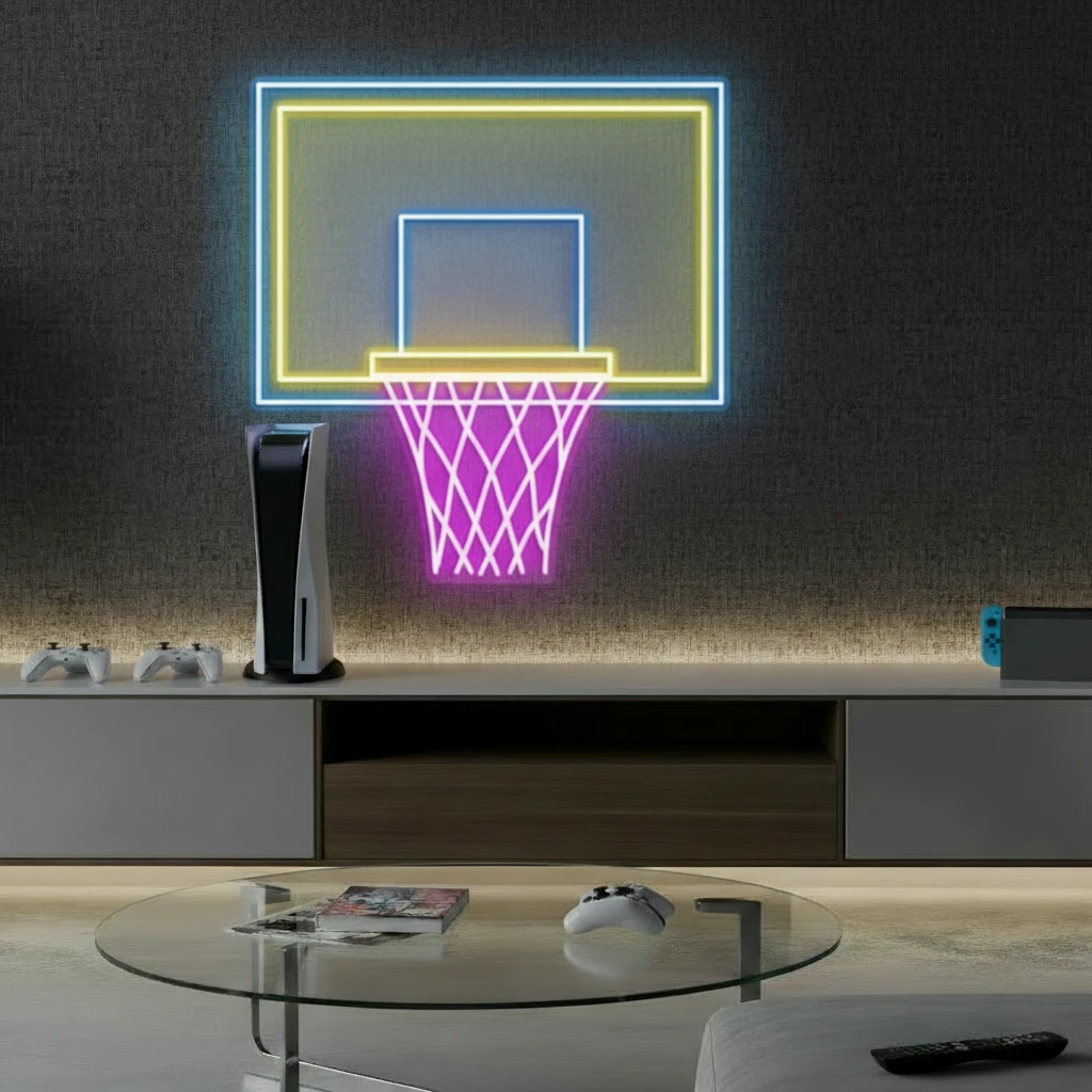 Basketball Hoop LED Neon Light Game Room Decor Sign by Neonchics