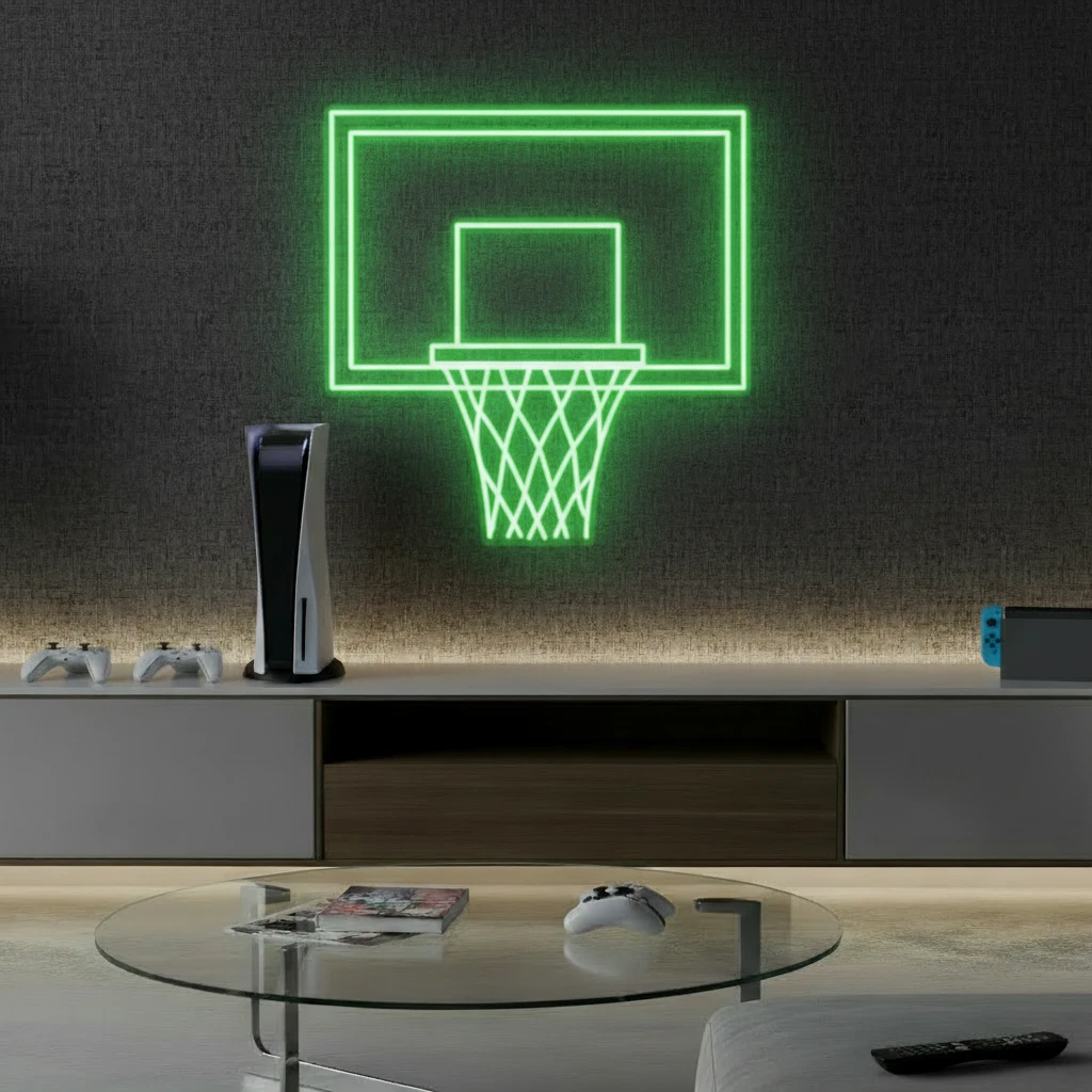 Basketball Hoop LED Neon Light Game Room Decor Sign by Neonchics