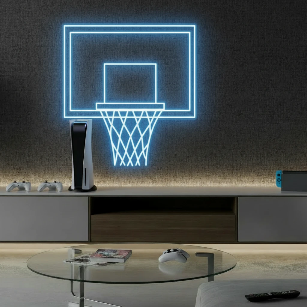 Basketball Hoop LED Neon Light Game Room Decor Sign by Neonchics