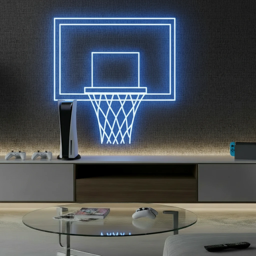 Basketball Hoop LED Neon Light Game Room Decor Sign by Neonchics