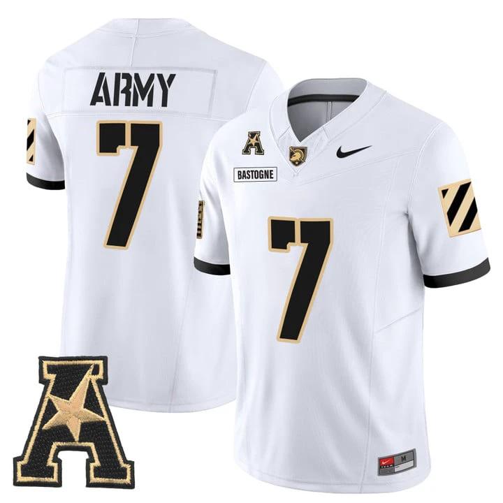 Bastogne Jersey #7 Army Black Knights 2025 Vapor Limited Stitched by My Store NCAA Football Jerseys