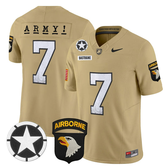 Bastogne Jersey #7 Army Black Knights 2025 Screaming Eagles Stitched Tan by My Store NCAA Football Jerseys