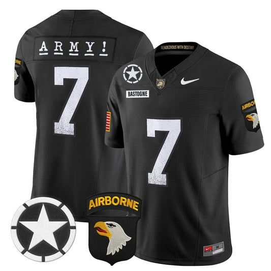 Bastogne Jersey #7 Army Black Knights 2025 Screaming Eagles Stitched Black by My Store NCAA Football Jerseys