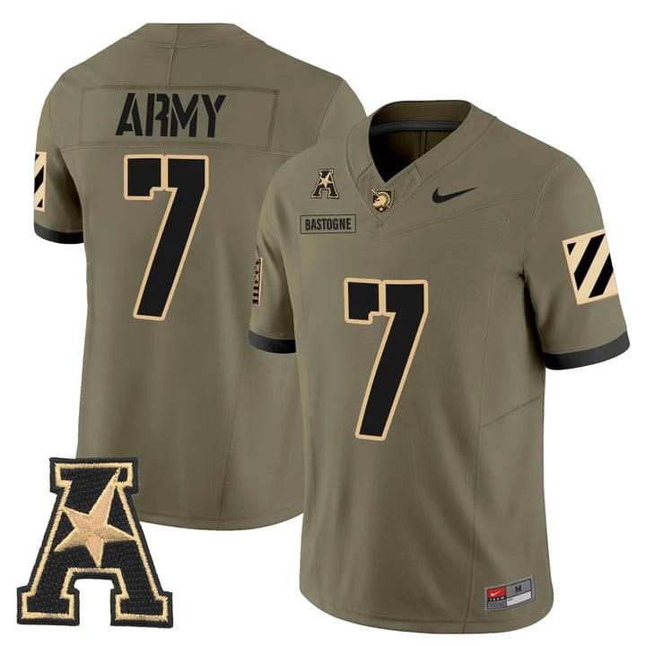 Bastogne Jersey #7 Army Black Knights 2025 Vapor Limited Stitched by My Store NCAA Football Jerseys