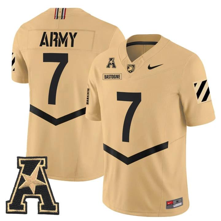 Bastogne Jersey #7 Army Black Knights 2025 Vapor Limited Stitched by My Store NCAA Football Jerseys