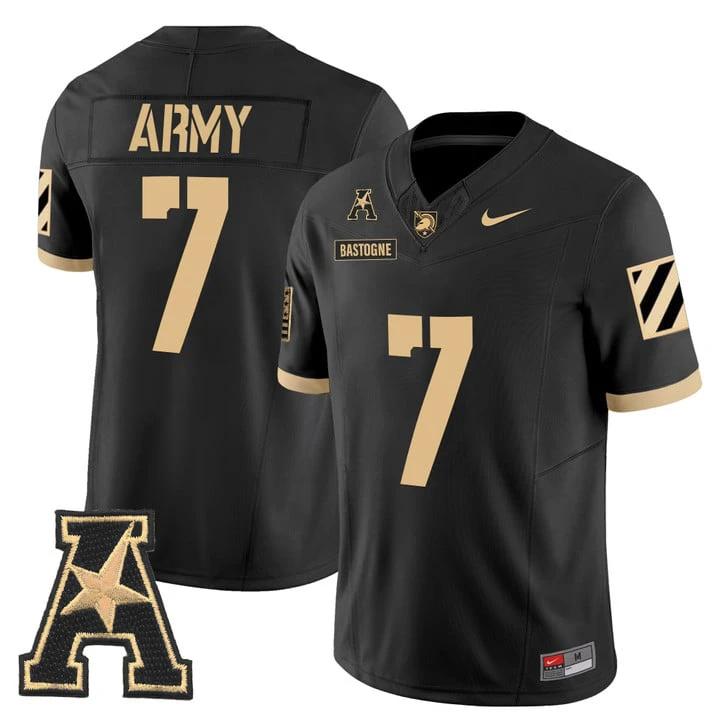 Bastogne Jersey #7 Army Black Knights 2025 Vapor Limited Stitched by My Store NCAA Football Jerseys