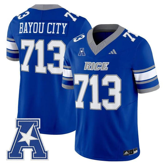 Bayou City Jersey #713 Rice Owls 2025 Vapor Limited Stitched Light Blue by NCAA Football Jersey