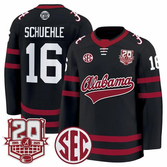 Baz Schuehle Jersey #16 Alabama Crimson Tide 2025-26 Premium 20th Anniversary Patch Stitched by Hockey David
