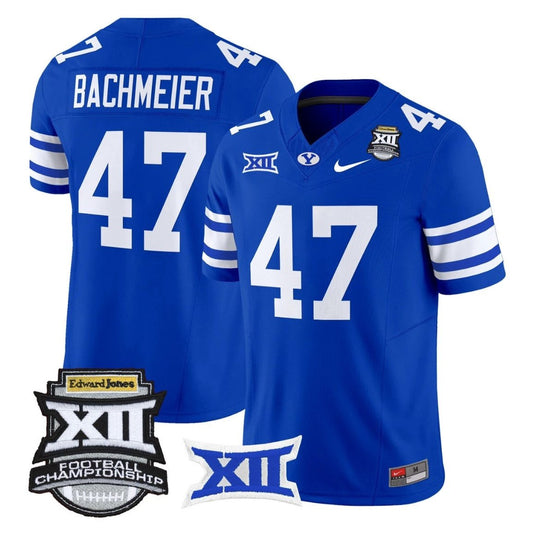 Bear Bachmeier Jersey #47 BYU Cougars 2025 Big 12 Championship Stitched Royal by NCAA Football Jersey
