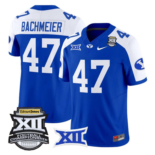 Bear Bachmeier Jersey #47 BYU Cougars 2025 Big 12 Championship Stitched Royal Alternate by NCAA Football Jersey