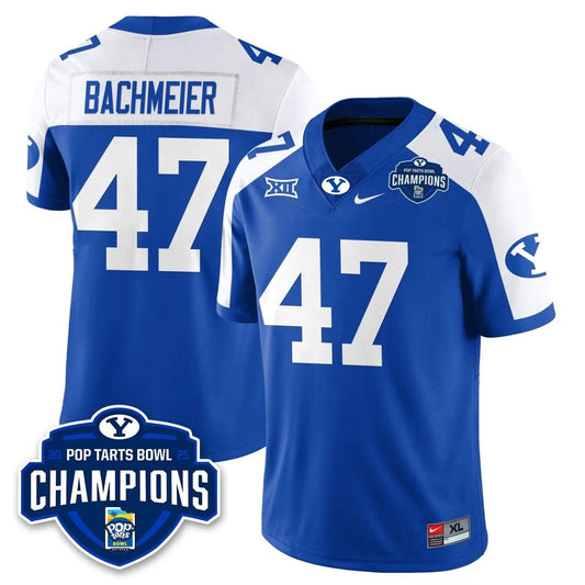 Bear Bachmeier Jersey #47 BYU Cougars 2025 Pop-Tarts Bowl Champion Royal Alternate by NCAA Football Jersey