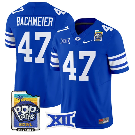 Bear Bachmeier Jersey #47 BYU Cougars 2025 Pop-Tarts Patch Stitched Royal by NCAA Football Jersey