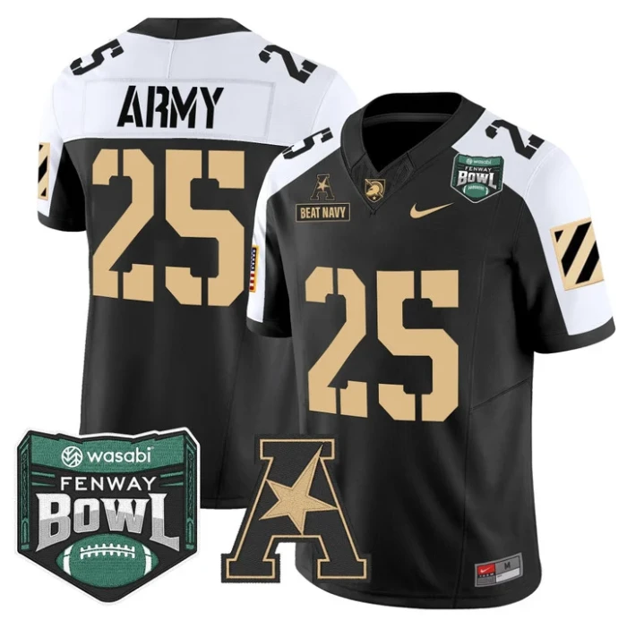 Beat Navy Jersey #25 Army Black Knights 2025 Fenway Bowl Patch Stitched Alternate by NCAA Football Jersey