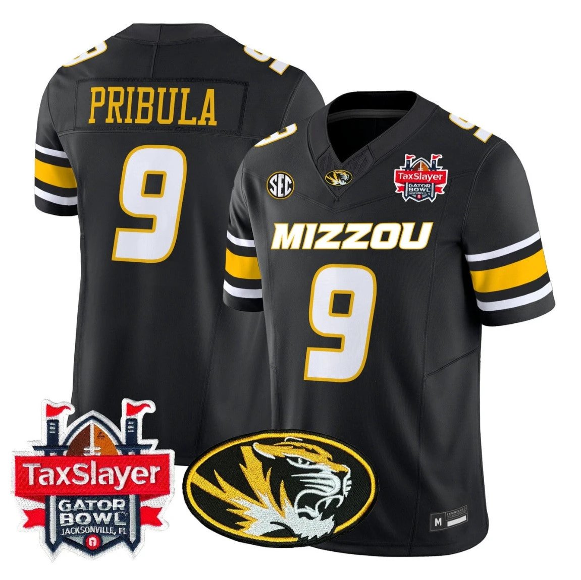 Beau Pribula Jersey #9 Missouri Tigers 2025 Gator Bowl Vapor Stitched by My Store NCAA Football Jerseys