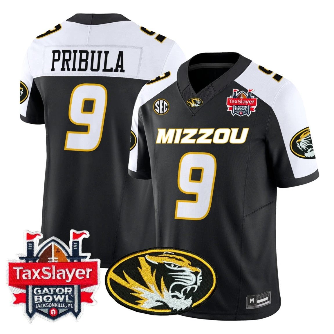 Beau Pribula Jersey #9 Missouri Tigers 2025 Gator Bowl Vapor Stitched by My Store NCAA Football Jerseys