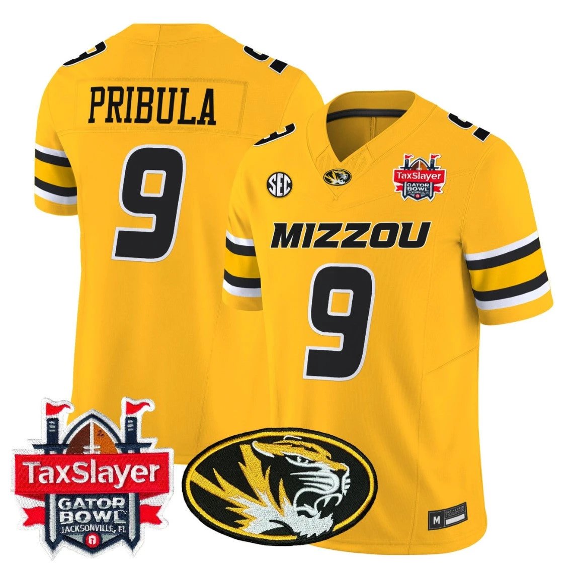 Beau Pribula Jersey #9 Missouri Tigers 2025 Gator Bowl Vapor Stitched by My Store NCAA Football Jerseys