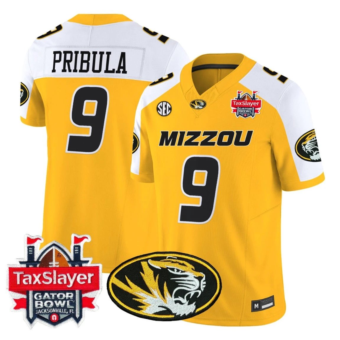 Beau Pribula Jersey #9 Missouri Tigers 2025 Gator Bowl Vapor Stitched by My Store NCAA Football Jerseys
