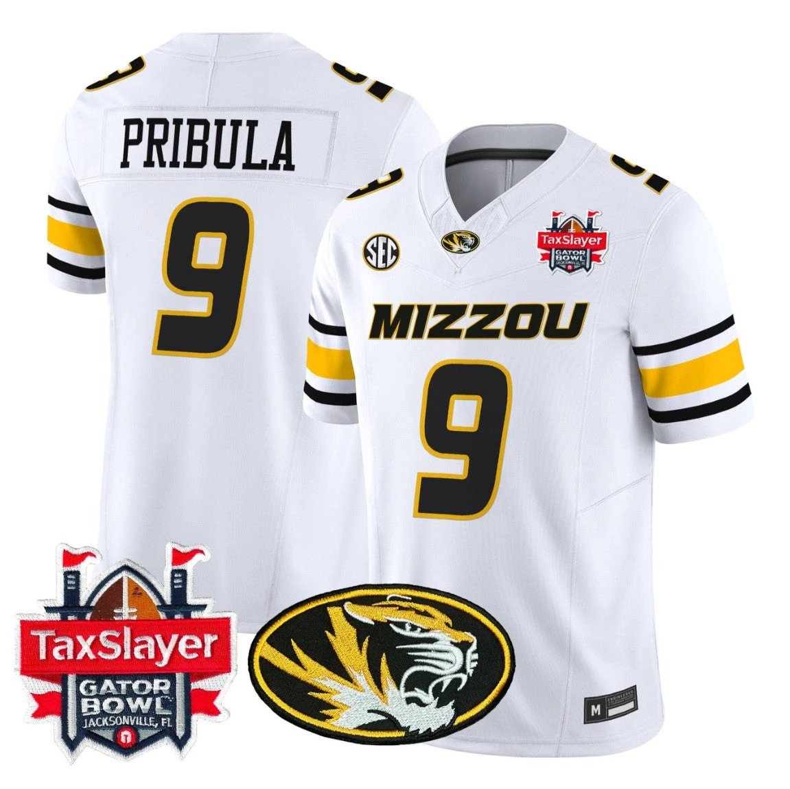 Beau Pribula Jersey #9 Missouri Tigers 2025 Gator Bowl Vapor Stitched by My Store NCAA Football Jerseys