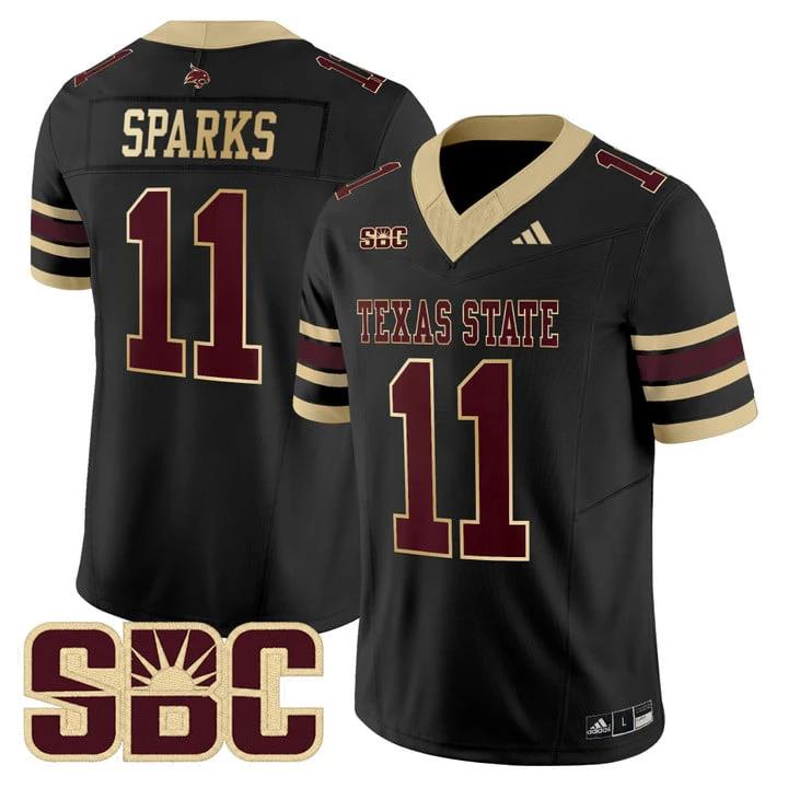 Beau Sparks Jersey #11 Texas State Bobcats 2025 Limited Stitched by My Store NCAA Football Jerseys