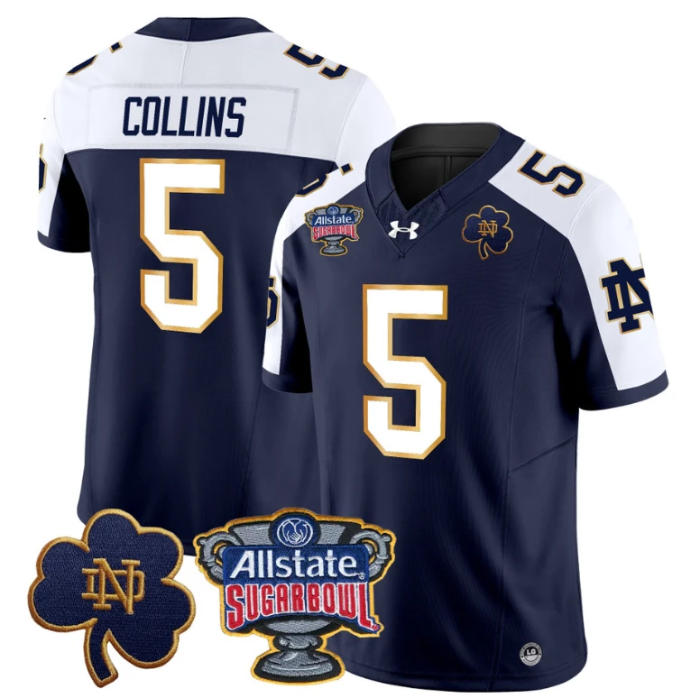 Beaux Collins Jersey #5 Notre Dame 2024 Sugar Bowl Patch Football Alternate by NCAA Football Jersey
