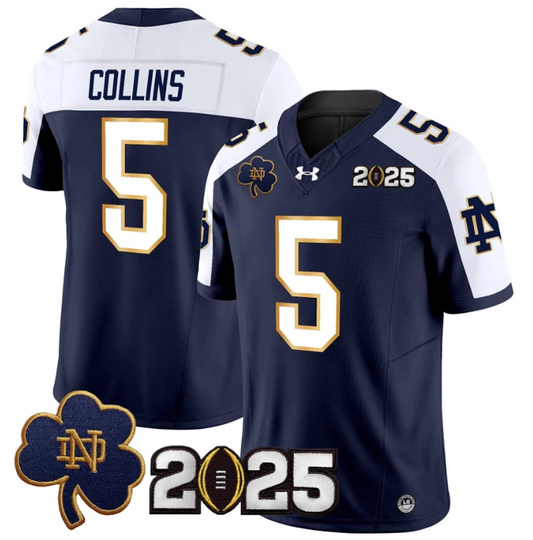 Beaux Collins Jersey #5 Notre Dame 2025 CFP Final Patch Navy Alternate by NCAA Football Jersey