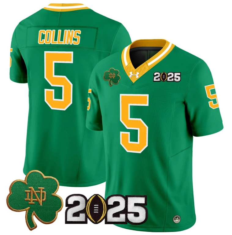 Beaux Collins Jersey #5 Notre Dame 2025 CFP Final Patch Throwback by NCAA Football Jersey
