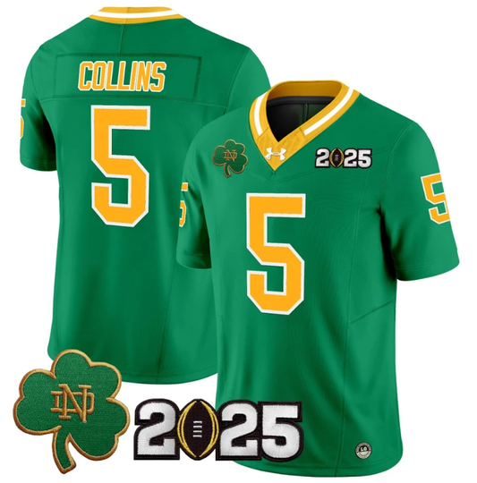 Beaux Collins Jersey #5 Notre Dame 2025 CFP Final Patch Throwback by NCAA Football Jersey