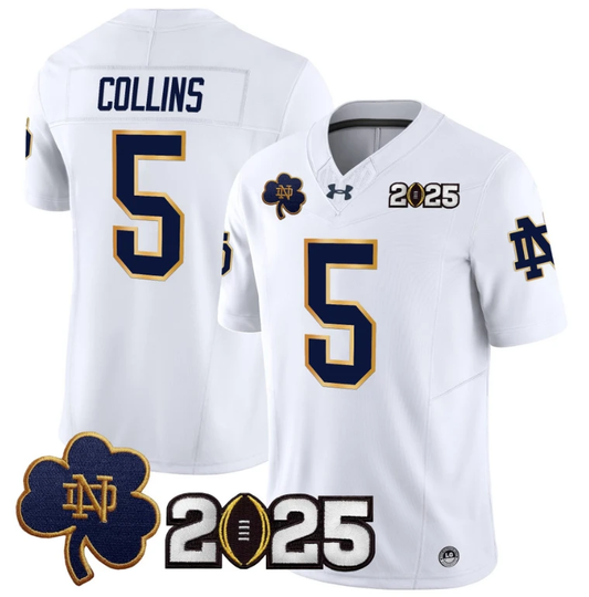 Beaux Collins Jersey #5 Notre Dame 2025 CFP Final Patch White by NCAA Football Jersey