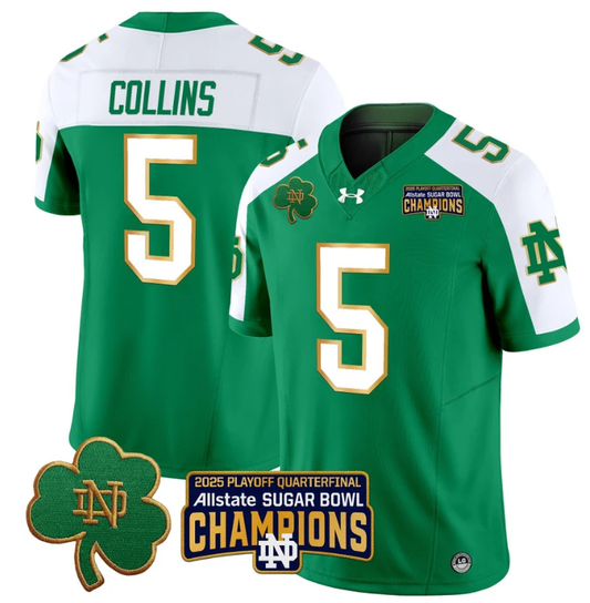 Beaux Collins Jersey #5 Notre Dame 2025 Sugar Bowl Champions Green Alternate by NCAA Football Jersey