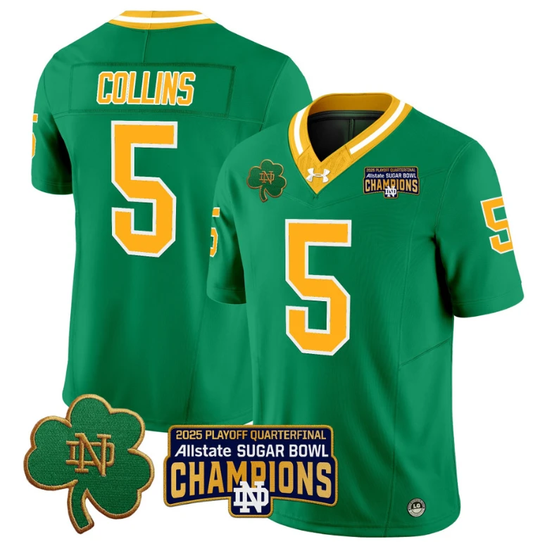 Beaux Collins Jersey #5 Notre Dame 2025 Sugar Bowl Champions Throwback by NCAA Football Jersey