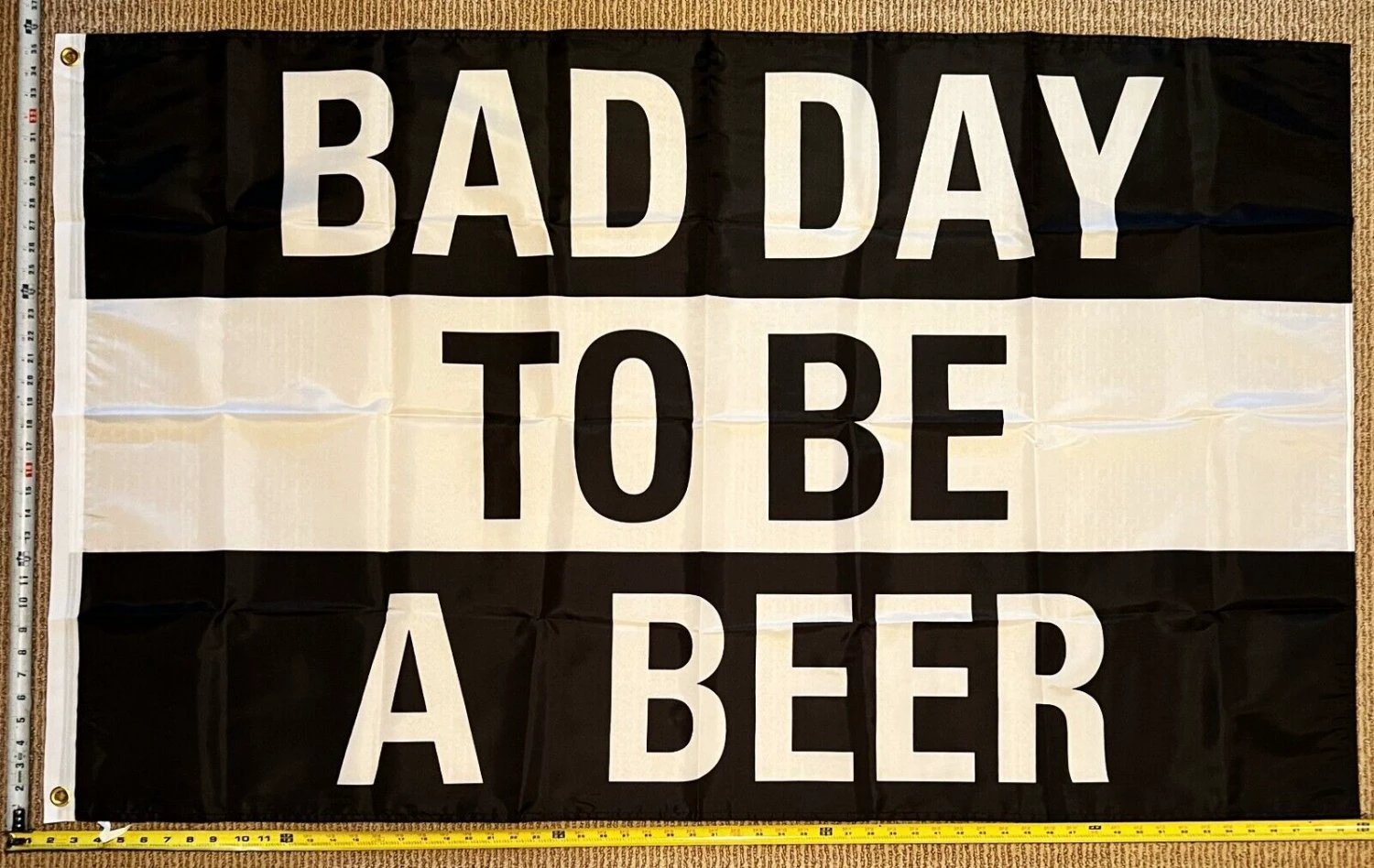 Beer Flag Bad Day To Be Beer Black White Busch Twisted USA Sign Poster 3x5' by flagsjustdoit