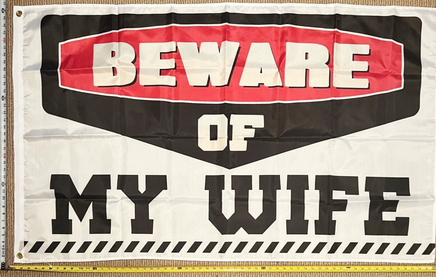 Beer Flag Beware Of Wife Cave College Dorm Banner Sign USA 3x5' by flagsjustdoit