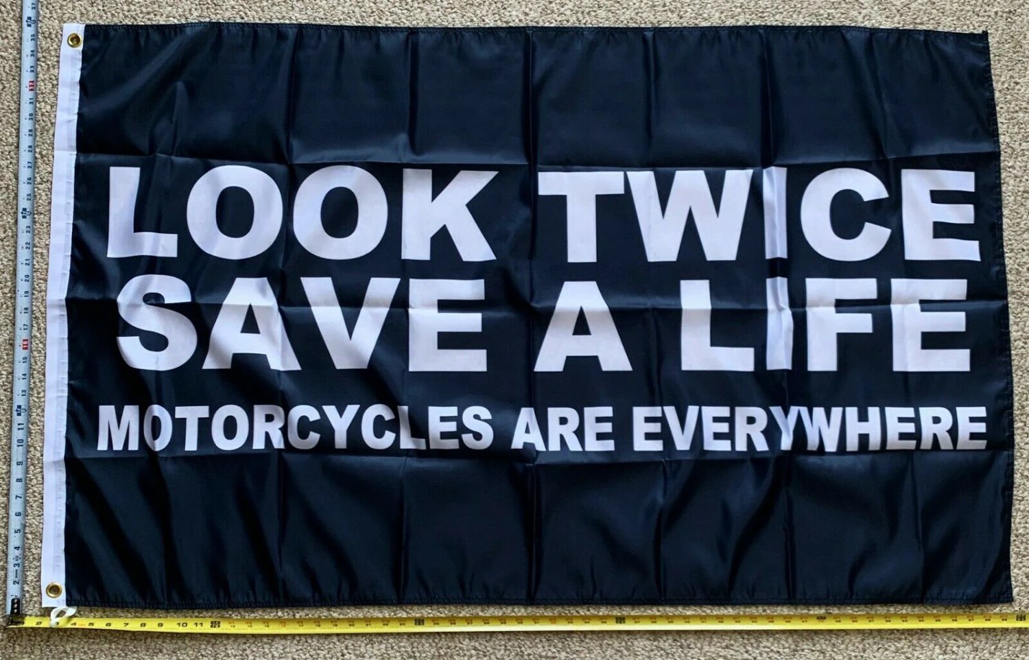 Beer Flag Look Twice Save Life Motorcycle Busch Bud Sign Sign 3x5' by flagsjustdoit