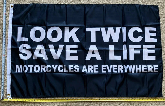Beer Flag Look Twice Save Life Motorcycle Busch Bud Sign Sign 3x5' by flagsjustdoit