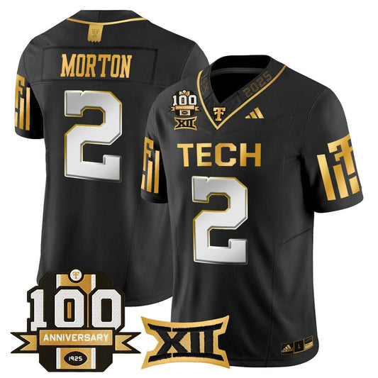 Behren Morton Jersey #2 Texas Tech 2025 100th Anniversary Stitched Black Limited by My Store NCAA Football Jerseys