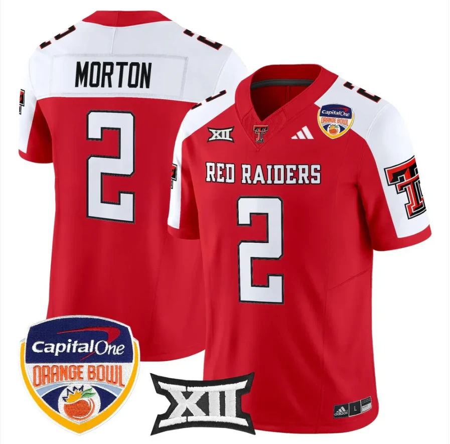 Behren Morton Jersey #2 Texas Tech 2025 Orange Bowl Patch V2 Stitched by My Store NCAA Football Jerseys