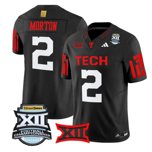 Behren Morton Jersey #2 Texas Tech Red Raiders 2025 Big 12 Championship by My Store NCAA Football Jerseys