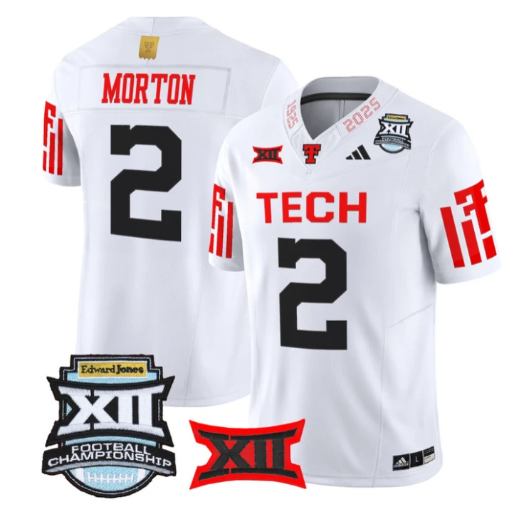 Behren Morton Jersey #2 Texas Tech Red Raiders 2025 Big 12 Championship by My Store NCAA Football Jerseys