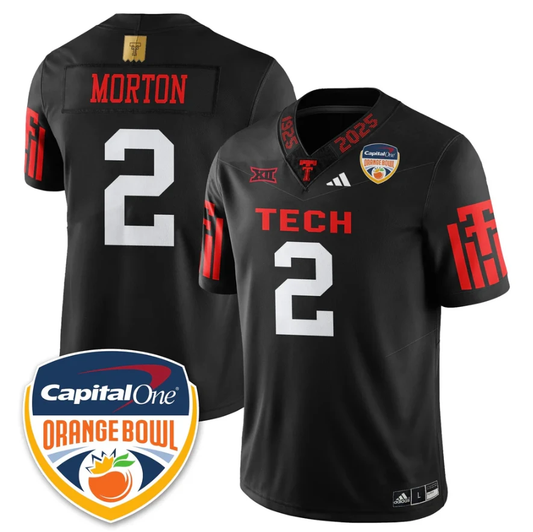 Behren Morton Jersey #2 Texas Tech Red Raiders Orange Bowl Stitched by My Store NCAA Football Jerseys