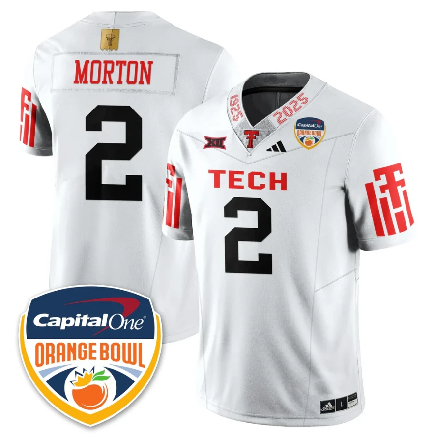 Behren Morton Jersey #2 Texas Tech Red Raiders Orange Bowl Stitched by My Store NCAA Football Jerseys
