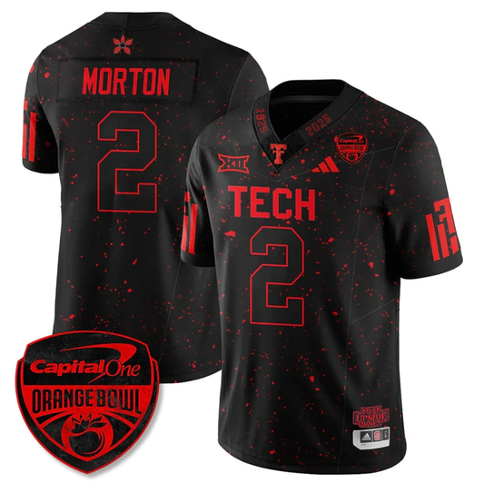 Behren Morton Jersey #2 Texas Tech Red Raiders Stranger Things Orange Bowl Stitched by My Store NCAA Football Jerseys