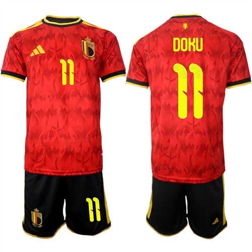 Belgium #11 DOKU Jersey National Team x World Cup 2026 Home Red On Field Soccer by Soccer Jersey