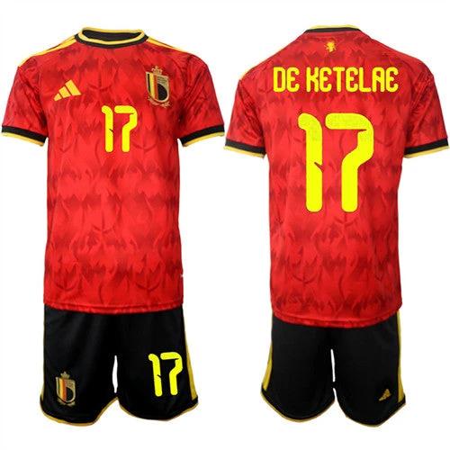 Belgium #17 DE KETELAE Jersey National Team x World Cup 2026 Home Red On Field Soccer by Soccer Jersey