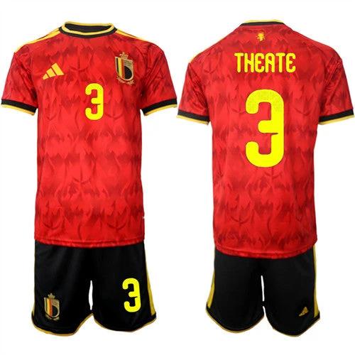 Belgium #3 THEATE Jersey National Team x World Cup 2026 Home Red On Field Soccer by Soccer Jersey