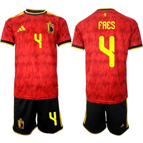 Belgium #4 FAES Jersey National Team x World Cup 2026 Home Red On Field Soccer by Soccer Jersey