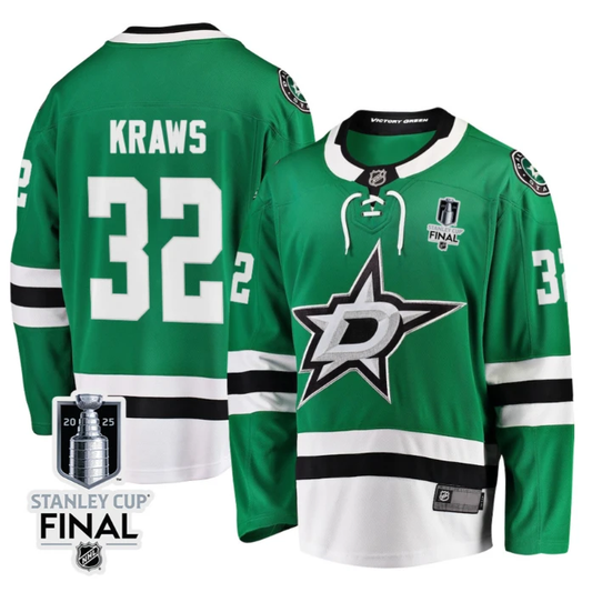 Ben Kraws 32 Dallas Stars 2025 STANLEY CUP Final Patch Home Men Jersey Black by Hockey David