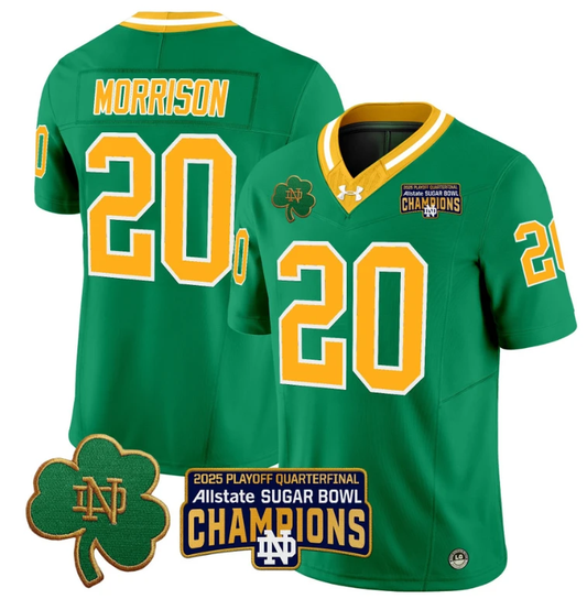 Benjamin Morrison Jersey #20 Notre Dame 2025 Sugar Bowl Champions Throwback by NCAA Football Jersey